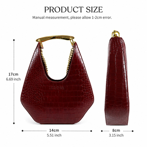 Sac à bandoulière pour femme en cuir PU gaufré crocodile personnalisable, nouveau sac à main de luxe avec poignée en métal doré, logo personnalisé OEM - Product Image 6