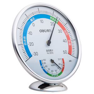 Deli Indoor Thermometer Hygrometer 9010 Dial Type Metal Wall Desktop Household Temperature Humidity Meter - Product Image 2