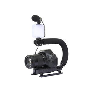 Soporte estabilizador para teléfono móvil Bediro en forma de U con luz de relleno y micrófono para grabación de video AY-49U - Product Image 4