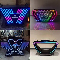 Comptoir DJ lumineux pour boîte de nuit, affichage 3D en couleurs, stand LED personnalisé en acier inoxydable, mobilier de bar pour discothèque et pub