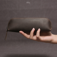 Pochette à crayons vintage en cuir véritable, fabriquée à la main, avec fermeture éclair rétro, pour le bureau, l'école et les fournitures scolaires, vente en gros par RR Factory