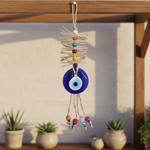 Evil Eye Macramé Ornement 24x5cm Nouveauté et décoration créative pour la maison - Product Image 2