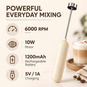 Espumador de Leche Recargable, Batidor Eléctrico de 6000 RPM con Varilla Desmontable de Acero Inoxidable para Café y Matcha - Product Image 5