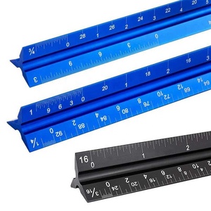 Penggaris teknik skala Imperial 12 inci multifungsi, alat tangan arsitektur penggaris Drafting tiga cabang aluminium Aloi - Product Image 3