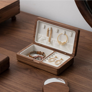 <b>Black</b> Walnut Wood Jewelry <b>Box</b> Rectangle Covered Storage <b>Box</b> For Necklace Ring 10 Capacity Shandong Origin - Product Image 3