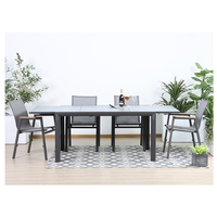 Ensemble de table et de chaises de salle à manger d'extérieur modernes en alliage d'aluminium extensible, pliable, empilable, imperméable et résistant aux UV