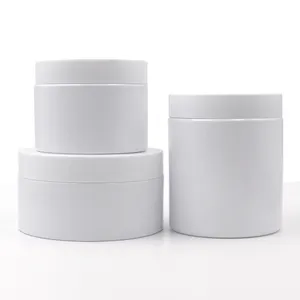 Refillable PET Jars Food Grade White Plastic 4oz 8oz 300ml 500ml Round Shape Empty Eye Cream Jars Container 16oz