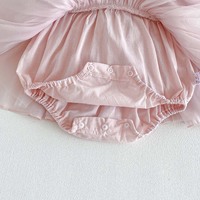 Robe barboteuse d'été en maille à manches bouffantes avec nœud pour bébés filles, tenue de princesse