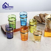 Verres à thé en verre Beldi de style moyen-oriental fabriqués en Chine, cadeau de Ramadan, couleur, 130 ml, lot de 12 pièces, verres à boire Beldi