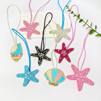 Breloque de sac étoile de mer étincelante porte-bonheur, porte-clés de plage coloré en forme d'étoile de mer, pendentif de sac d'été