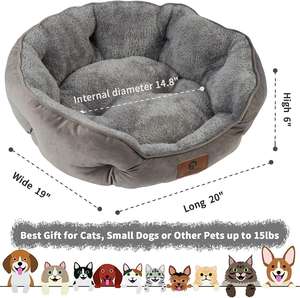 ZYZPET-cama de perro para gatos de interior, lavable, suave, antideslizante, resistente al agua, fondo Oxford, gris, 20 pulgadas - Product Image 3