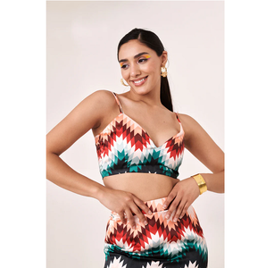 Top Bralette Estampado para Mujer, Blusa Elegante de Verano, Corte Ajustado, Moda Casual para Fiestas, Top Chic para Salir - Product Image 1