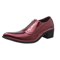 Mocassins rehaussants en cuir pleine fleur, chaussures de mariage formelles à talon haut, à enfiler, pour le marié