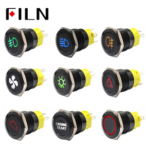 19Mm 12V LED Znic Hợp Kim Màu Đen Kim Loại Push Nút Chuyển Đổi Bảng Điều Khiển Cảnh Báo Biểu Tượng Momentary Latching On Off Car Racing Chuyển - Product Image 2