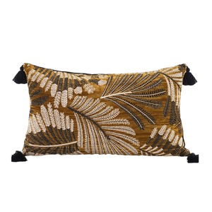 Housse de <span class=keywords><strong>coussin</strong></span> jacquard à motif de feuilles de palmier tropicales, housse de <span class=keywords><strong>coussin</strong></span> verte tissée avec des pompons pour <span class=keywords><strong>canapé</strong></span>, chambre à coucher, salon, décoration de la maison - Product Image 4