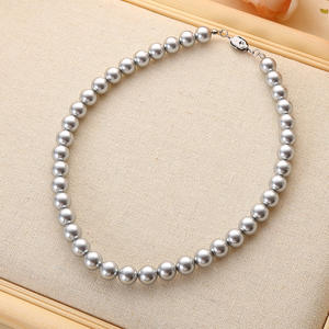 Collana di perle semplici rosa chiaro all'ingrosso di moda bianca Elegan lusso per ragazze colletto lungo alla moda collana di perle per le donne - Product Image 3