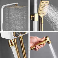 Mitigeur de douche encastré mural en laiton blanc doré pour eau chaude et froide, avec pommeau de douche pluie certifié Watermark