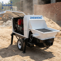 Pompe à béton hydraulique sur remorque ZHENHENG avec moteur diesel, productivité de 22 m³/h pour les projets de construction