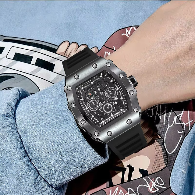 ZIDO Multi-color Chronograph with Skeleton Movement, Water-resistant Sweat-resistant Anti-aging Silicone Strap Stylish Watch