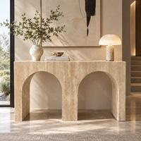 Table console moderne en pierre de travertin, meuble d'entrée pour villa, maison, appartement, hôtel, décoration de salon