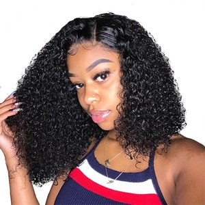 Peluca de cabello virgen con encaje frontal transparente 13x4, postizo de 200% de densidad, corte Bob rizado - Product Image 4