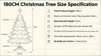 Premium 180cm Realistischer Vorbeleuchteter Weihnachtsbaum, PE/PVC Hybrid-Blätter, 350 Warmweiße LEDs, Stabiler Eisenständer für Innenbereich