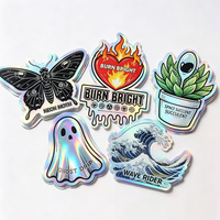 Autocollant holographique laser découpé sur mesure, étanche, brillant arc-en-ciel, pour emballage de cadeaux, boîtes, ordinateurs portables et bagages, avec logo personnalisé