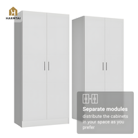 Armoire de luxe moderne HarmTai à 4 portes, finition grain de bois, étagères réglables, tringle de suspension, écologique, pour rangement de chambre d'appartement