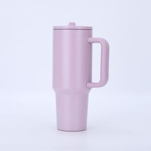 <b>Double</b> <b>Wall</b> Travel H5.0 Handle Car Tumbler 40oz <b>Mug</b> Lid Straw Anti-Slip OEM Custom Logo ODM - Product Image 2