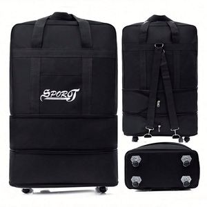 Custom Custom Logo Foldable Trolley Duffel Bag Large Capacity Waterproof Oxford Weekender with Wheels for Gym Travel - Product Image 1
