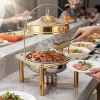 Luxe hotel feestrestaurant voedselveilige roestvrijstalen zilveren alcoholverwarmer met slimme digitale bediening en automatische uitschakeling voor veilig voedsel.