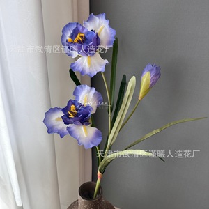 ดอกไอริสประดิษฐ์ Jinxi สีม่วง ขาว น้ำเงิน เหลือง 3 หัว สำหรับตกแต่งห้องนั่งเล่น จัดงานแต่งงาน - Product Image 3