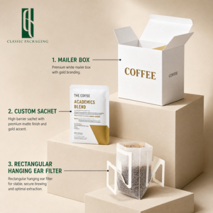 Kit <span class=keywords><strong>de</strong></span> Café <span class=keywords><strong>de</strong></span> Goteo Personalizado con Caja <span class=keywords><strong>de</strong></span> Regalo Blanca para Arabia Saudita y Emiratos Árabes Unidos |   Set <span class=keywords><strong>de</strong></span> Filtros Colgantes para Oreja y <span class=keywords><strong>Sobres</strong></span> Personalizados - Solución Profesional - Product Image 6