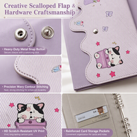 Carnet à spirales A5 transparent personnalisé avec couverture à 6 anneaux, pages de remplissage en papier détaché, pages imprimées, papeterie Kawaii