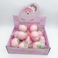 Jouet Squishy en forme de pêche rose, le plus vendu en gros, pour enfants, en PU, anti-stress, sensoriel, jouet à presser doux