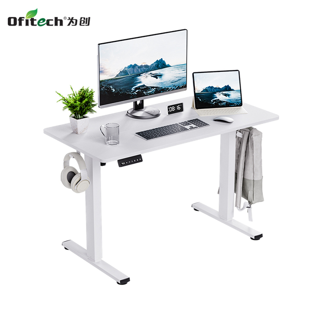 Ergonomic Office Equipment Computer Table Wooden Sit-Stand Desk Single Motor Adjustable Height Electric Office Table