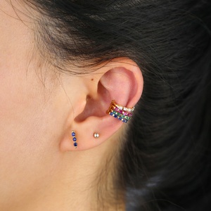 Promotion Simple Round Circle <strong>Clip</strong> <strong>on</strong> <strong>Earring</strong> Gold Plated Colorful Rectangle CZ No Piercing Ear Cuff - Product Image 4