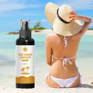 Private Label Dark Tanning Oil Sunscreen Lotion Tanning Oil Spray Permanent Bronzing Tan Skincare Lotion Spf 50 Sunscreen