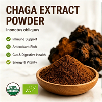 Extrait de Champignon Chaga Biologique en Poudre 1:1, Beta-D-Glucane ≥30%, Corps Fruiteur Biologique USDA UE, Vente en Gros
