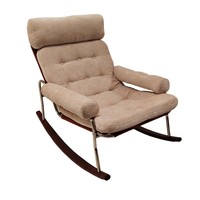 Fauteuil de loisirs Arch en cuir PU ciré avec structure en acier inoxydable et pieds en bois courbé
