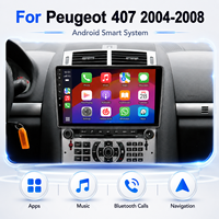 Personnalisation prise en charge, lecteur multimédia de voiture avec écran tactile HD de 9 pouces, Bluetooth, lien téléphonique, CarPlay pour Peugeot 407 2004-2008