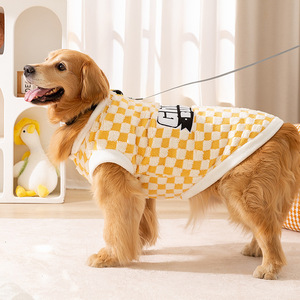 Suéter de lana para mascotas con patrón a cuadros y bordado inglés para perros medianos y grandes, ropa de otoño e invierno - Product Image 2