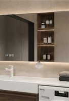 Meuble-lavabo moderne en pierre frittée avec vasque intégrée, miroir LED, comptoir sur mesure, étanche, OEM ODM, pour appartement et villa