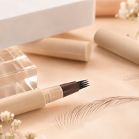 Pensil Alis 4 Titik Tahan Lama Tahan Air, Pemangkas Microblading, Lilin, Pena, Wadah, Label Pribadi, Kustom untuk Wanita