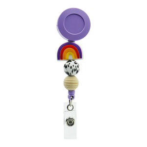 Portacredenciales de Silicona Hechos a Mano, Novedad <span class=keywords><strong>2023</strong></span>, Lindos Portacredenciales de Madera con Cuentas de Arcoíris para Mujer, Profesora, Enfermera, Llavero con Cuentas para Identificación - Product Image 6