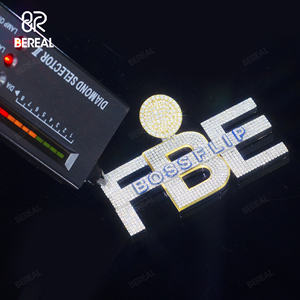 Livraison rapide Moissanite Logo pendentif hommes Hip Hop Style rond taille brillant diamant 925 argent glacé pendentif bijoux - Product Image 2