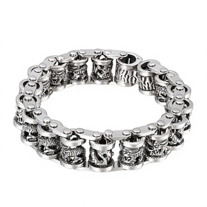 <strong>KALEN</strong> 240mm Men Punk Stainless Steel Skull Charms Biker Links Bracelet-Gift for Anniversary &amp; Party - Product Image 3