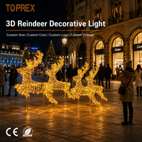 Décoration de Noël TOPREX 3D : Famille de rennes dorés lumineux à LED pour extérieur, idéale pour les fêtes commerciales et la vente en gros