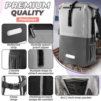 Sac à dos étanche de haute qualité BJTOP BJ192 pliable de 25 L en bâche PVC 500D avec fermeture éclair pour les voyages, la randonnée et le camping