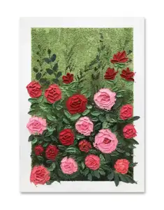 Peinture à l'huile faite à la main personnaliser décoration de bureau à domicile texture épaisse de roses décoration murale